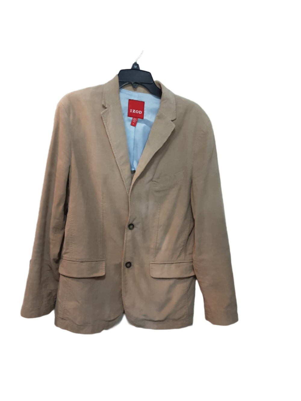 IZOD Men's Medium Tan Cotton Sport Coat Blazer 2 Button Casual Lightweight